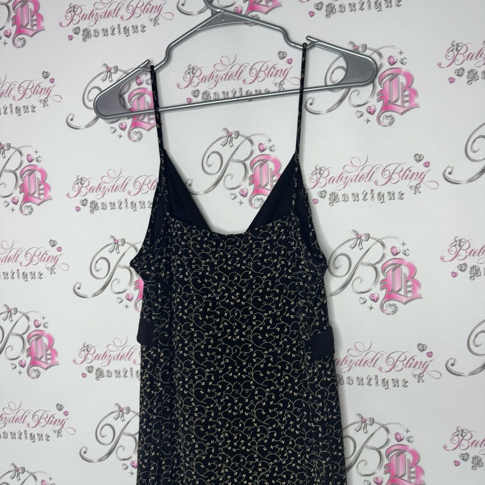 Jessica dress floral 3D flowers black tan bow tie up ribbon π detail stretchy - Picture 8 of 9
